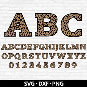 Alfabeto con estampado de leopardo SVG, letras de leopardo DXF, alfabeto con estampado de leopardo PNG, números de leopardo, archivos de corte de letras de leopardo Descarga digital