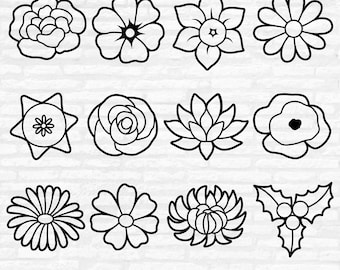 Birth Month Flower SVG Bundle: Botanical Clipart (Digital Download)