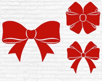 Christmas Bow SVG, Holiday Xmas Gift Ribbon Vector Cut Files (Digital Download)