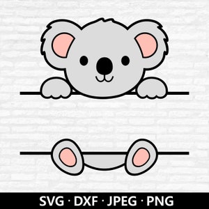Koala-Monogramm SVG, Split-Monogramm SVG, Baby Koala SVG, niedlicher Koala DXF, Baby-Dusche-Shirt, Anfertigen mit Namen Schnittdateien Digitaler Download