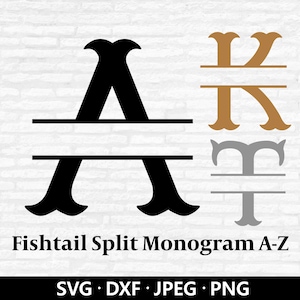 Fishtail Split Monogram SVG: Alphabet Cut Files (Digital Download)