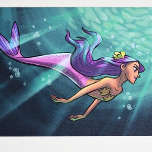 Purple Mermaid 6"x4" Postcard Print