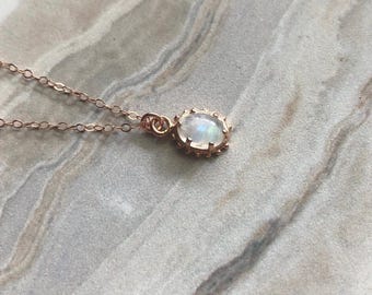 14K Rose Gold Filled Moonstone Necklace, Rose Gold Necklace Rose Gold Moonstone Necklace, 14K Rose Gold Jewelry gift for her Moonstone, Gift