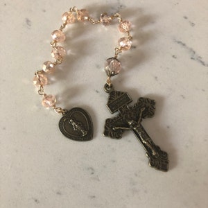 Handmade Tenner Bronze Miraculous Medal Rosary Catholic Rosary Bronze Rosary Decade Rosary Pardon Crucifix Rosary Pink Pocket Rosary