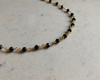 Black and Gold Choker Necklace for Women Black Necklace for her Gold Necklace Layering Necklace Simple Black Choker