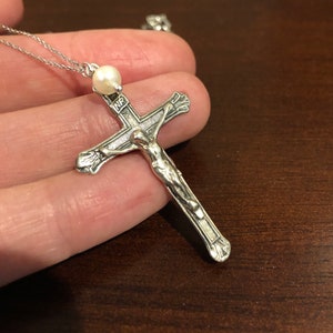 Sterling Silver Crucifix Necklace | Crucifix Necklace Silver | Crucifix Necklace Sterling Silver | Sterling silver Necklace Catholic Jewelry