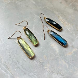 14 Karat Gold Labradorite Earrings | Labradorite Earrings 14K Gold Filled Earrings Labradorite Gemstone Earrings | Gift for her