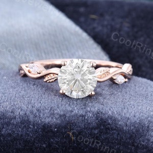 1CT Moissanite engagement ring Rose gold ring Marquise cut Lab Grown Diamond ring branch ring Leaf bridal ring Wedding anniversary Ring