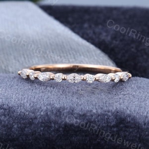 Lab Grown Diamond wedding band Unique Half eternity ring rose gold wedding band Marquise Diamond stacking matching ring Wedding Promise Gift