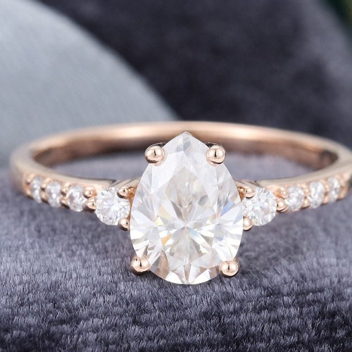 Pear Shaped Moissanite Engagement Ring Marquise Cut Vintage - Etsy