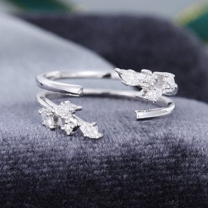 Ring enhancer Double bands Stacking Ring White gold wedding band Moissanite/ Diamond open ring  Bridal ring Promise ring Anniversary ring