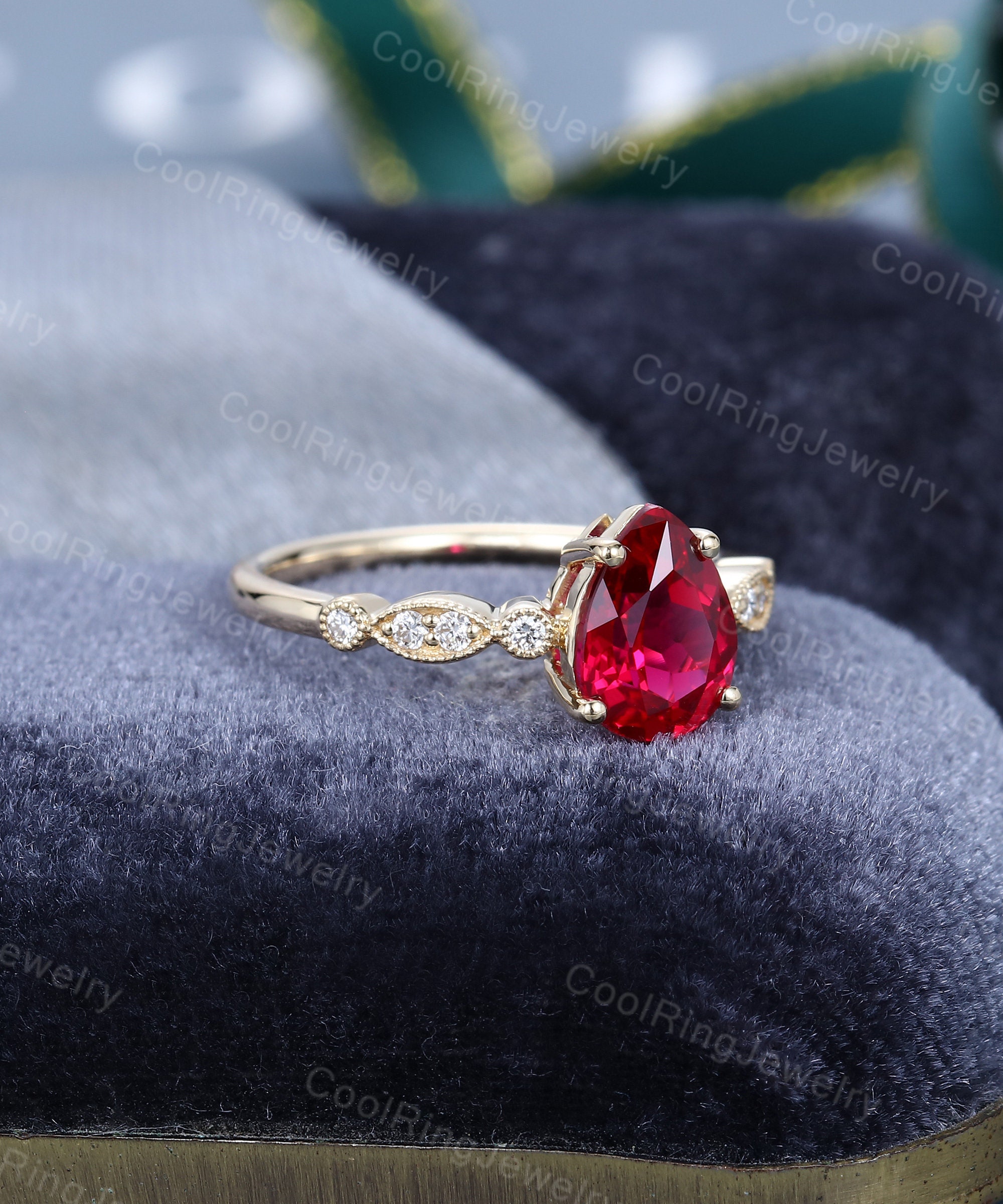 Bespoke ruby ring, Platinum Claw Set design with Pear Shaped Ruby, 1.29ct -  Blair and Sheridan
