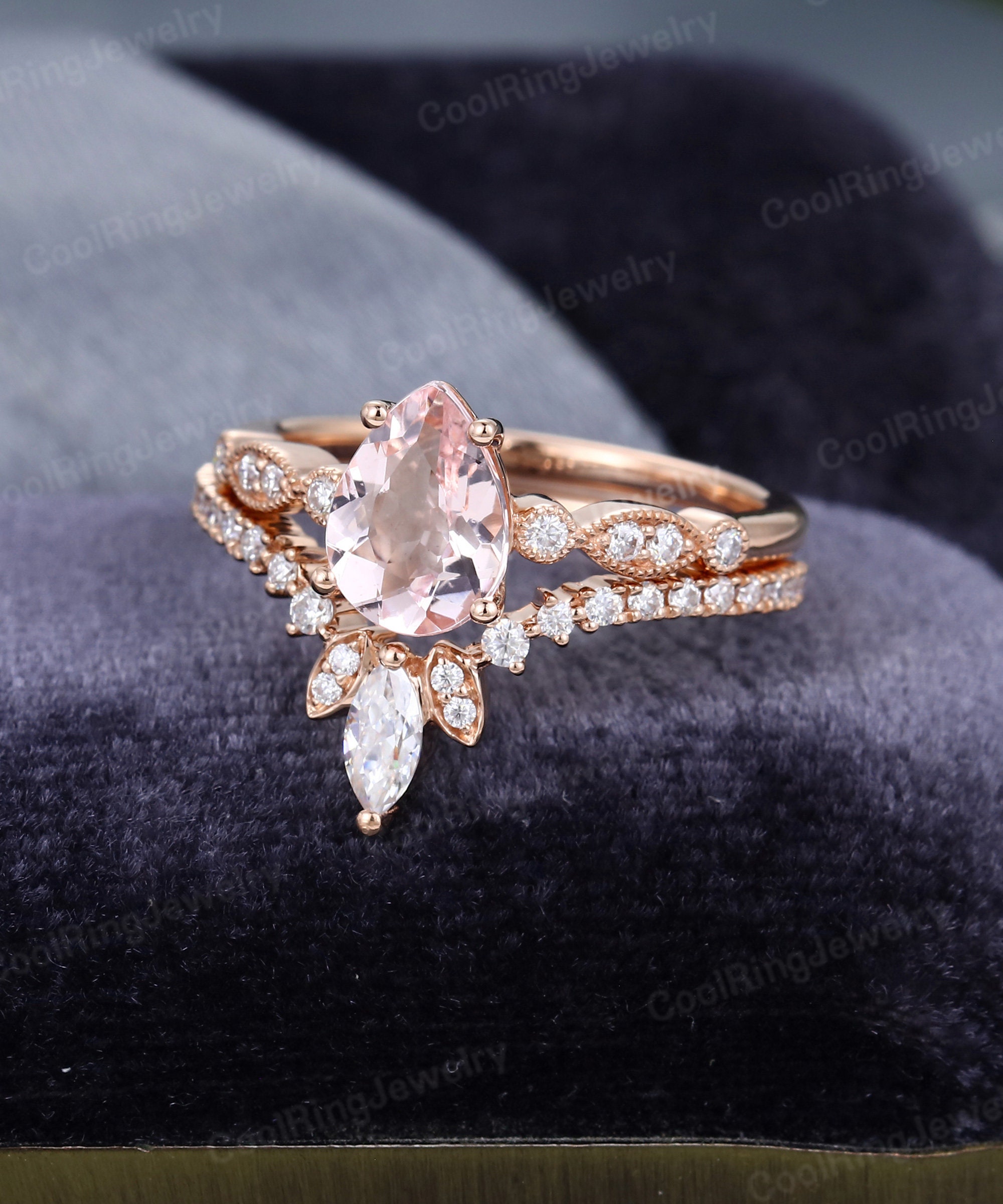 Pear Cut Morganite and Diamond Dress Ring 9ct Rose Gold main image 0