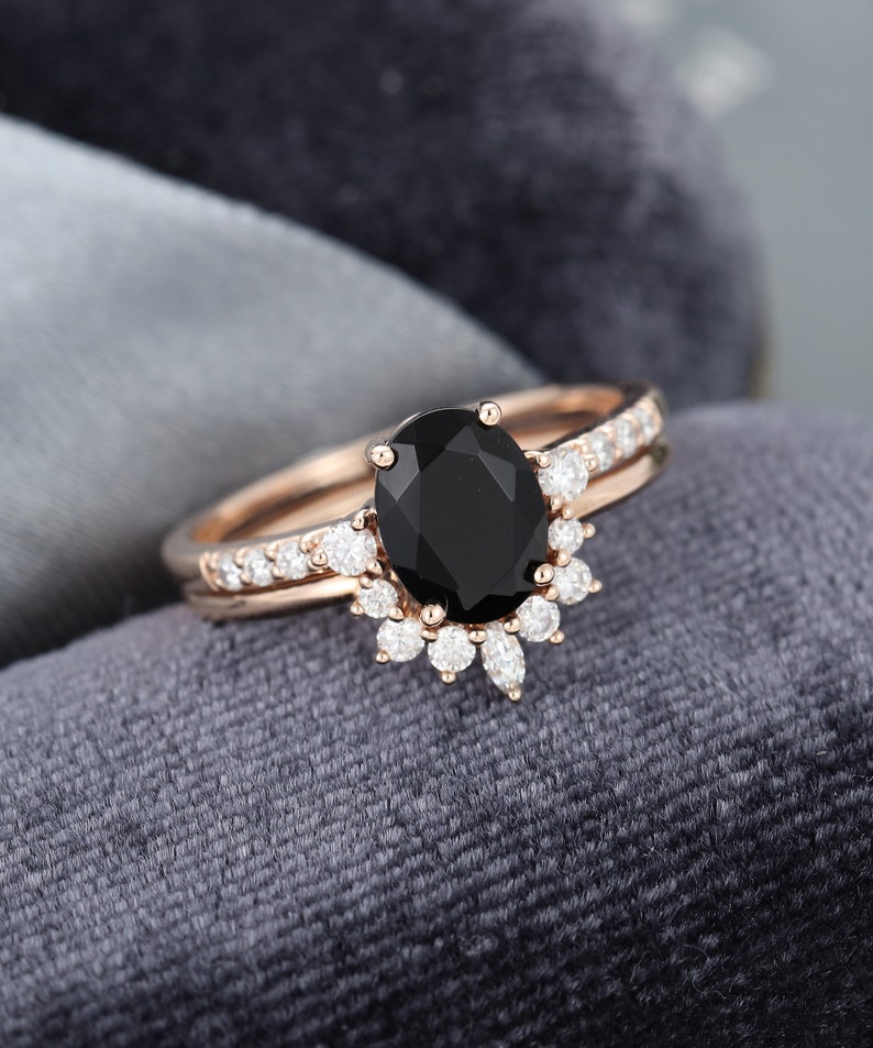 Oval Black Onyx Engagement Ring Yellow Gold Engagement Ring Etsy