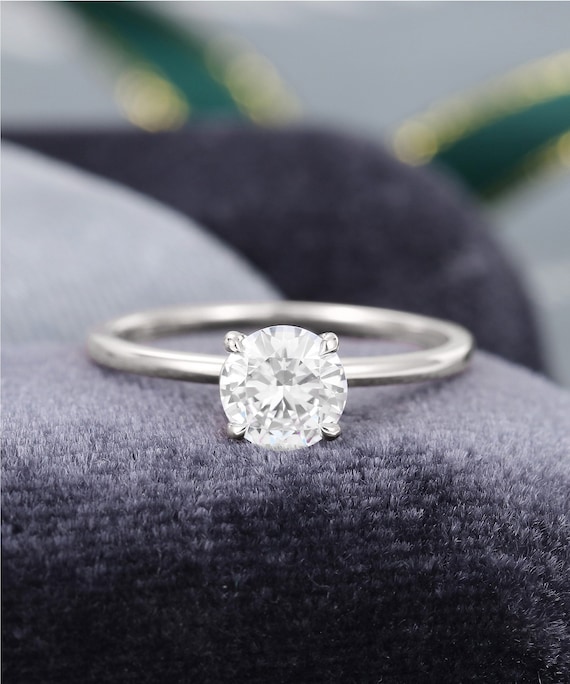 Solitaire Moissanite Engagement Ring for Women Simple Ring - Etsy