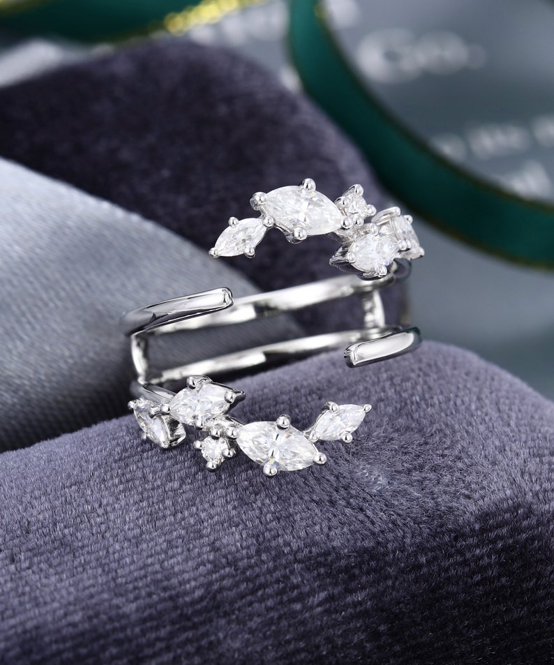 Ring Enhancer Double Bands Stacking Ring White Gold Wedding Etsy