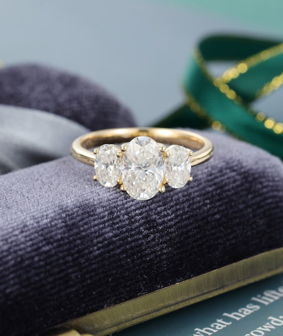 Moissanite Engagement Ring Vintage 69mm Oval Cut Solid 14K Yellow Gold Ring Unique Bridal Ring Brilliant Ring Promise Ring Anniversary Ring Etsy UK