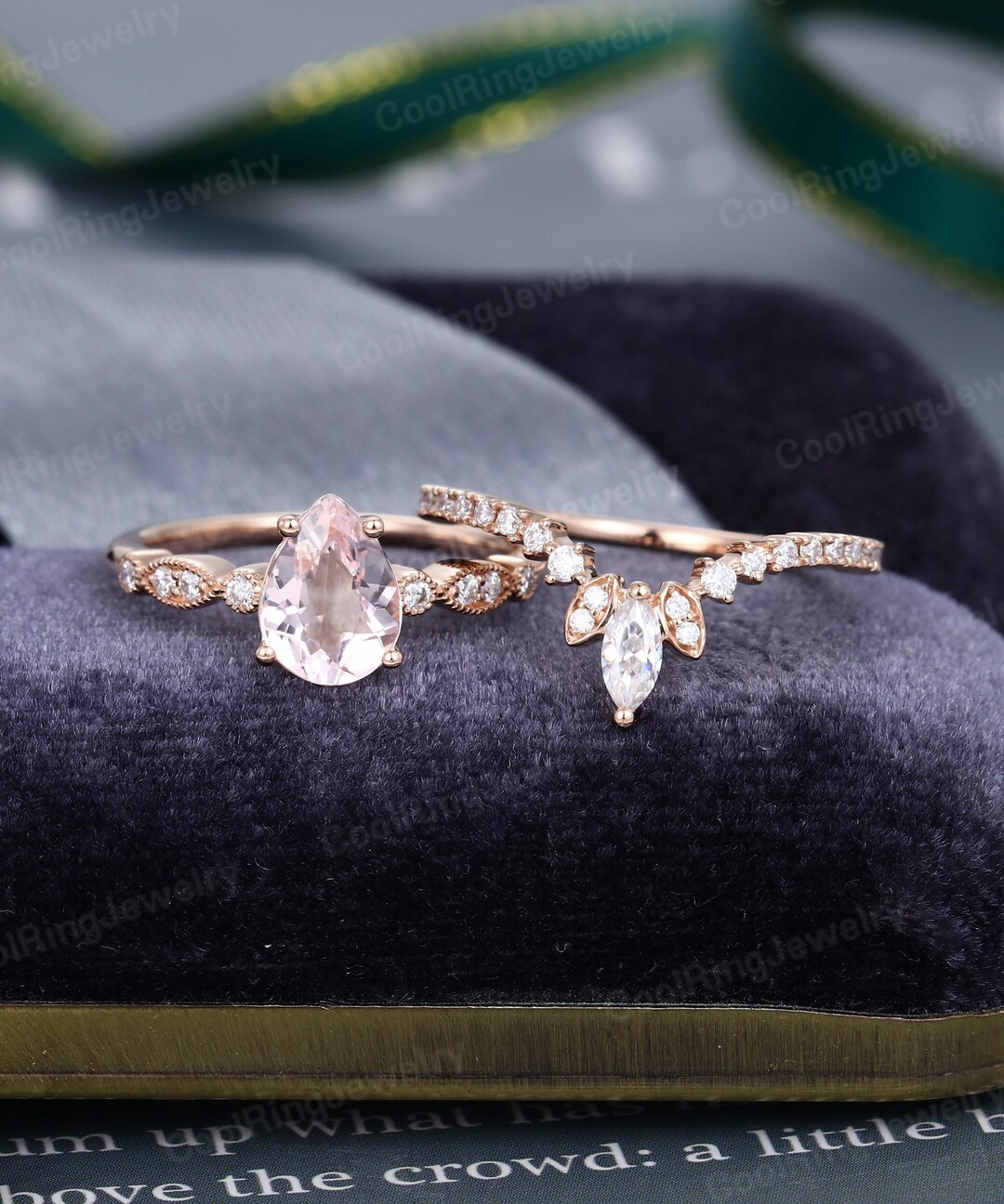 Pear Cut Morganite and Diamond Dress Ring 9ct Rose Gold
