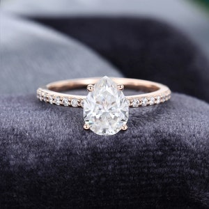 Pear shaped Moissanite engagement ring set Rose Gold Marquise cut vintage ring art deco Bridal set Promise ring Anniversary gift for women Engagement(As shown)