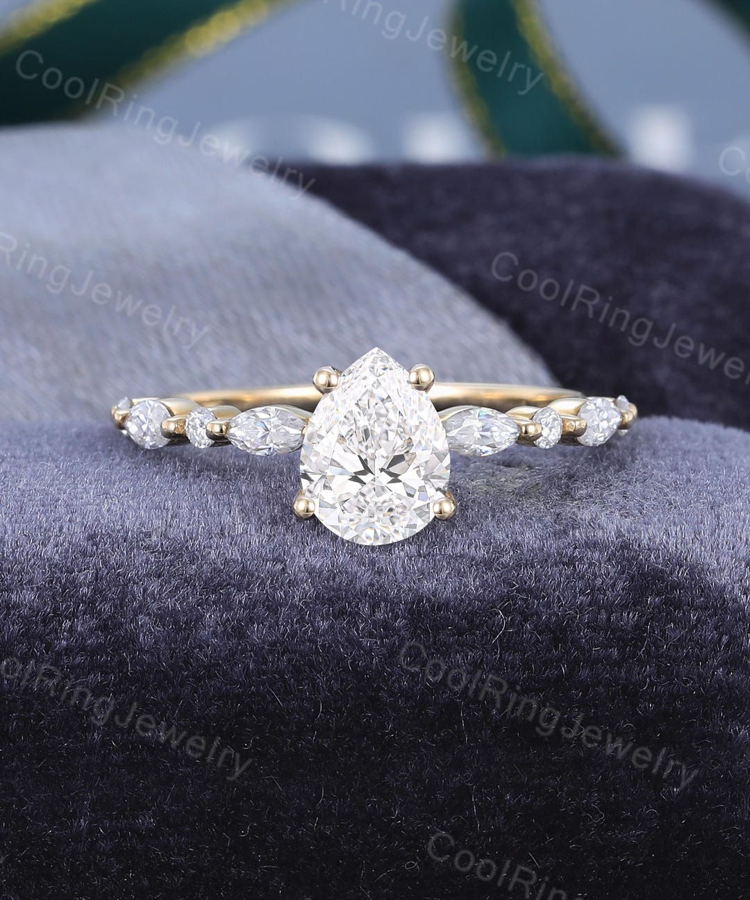 1CT Pear Shaped Lab Grown Diamond Engagement Ring With IGI Certificate ...