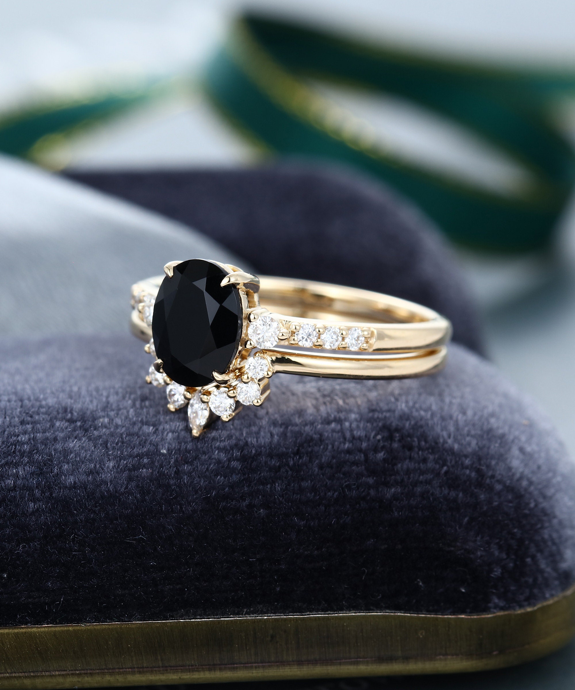 Oval Black Onyx Engagement Ring Yellow Gold Engagement Ring - Etsy