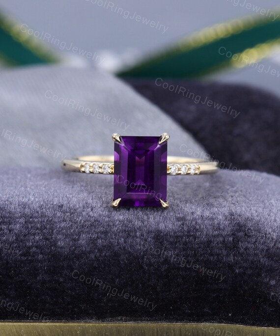 Amethyst emerald store cut ring