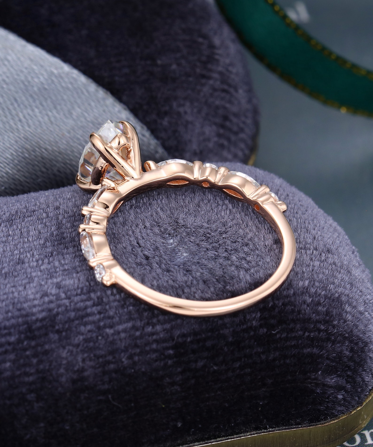 Pear shaped Moissanite engagement ring rose gold Vintage | Etsy