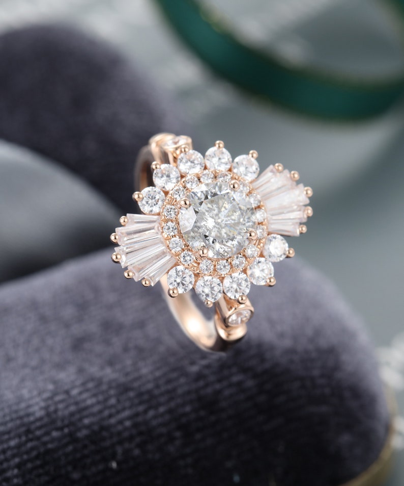 Salt and Pepper Moissanite Engagement Ring for Women Vintage Etsy