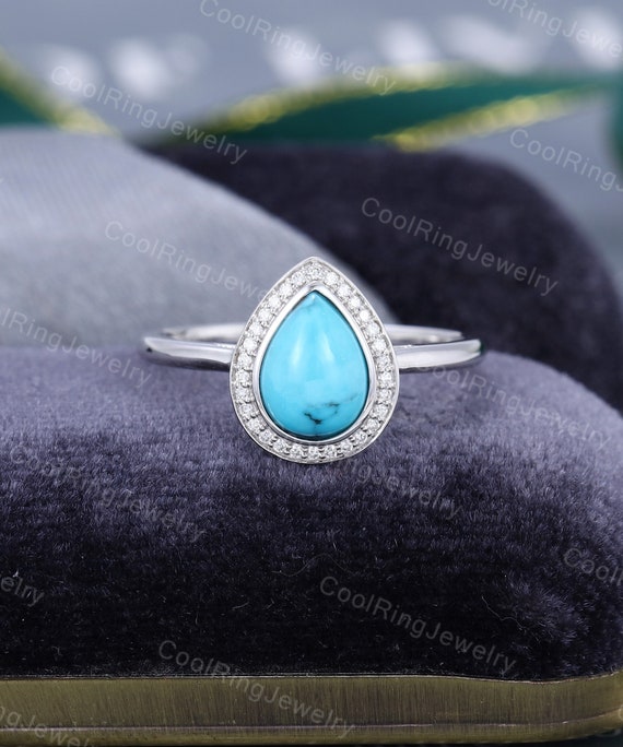 Pear shaped turquoise ring deals