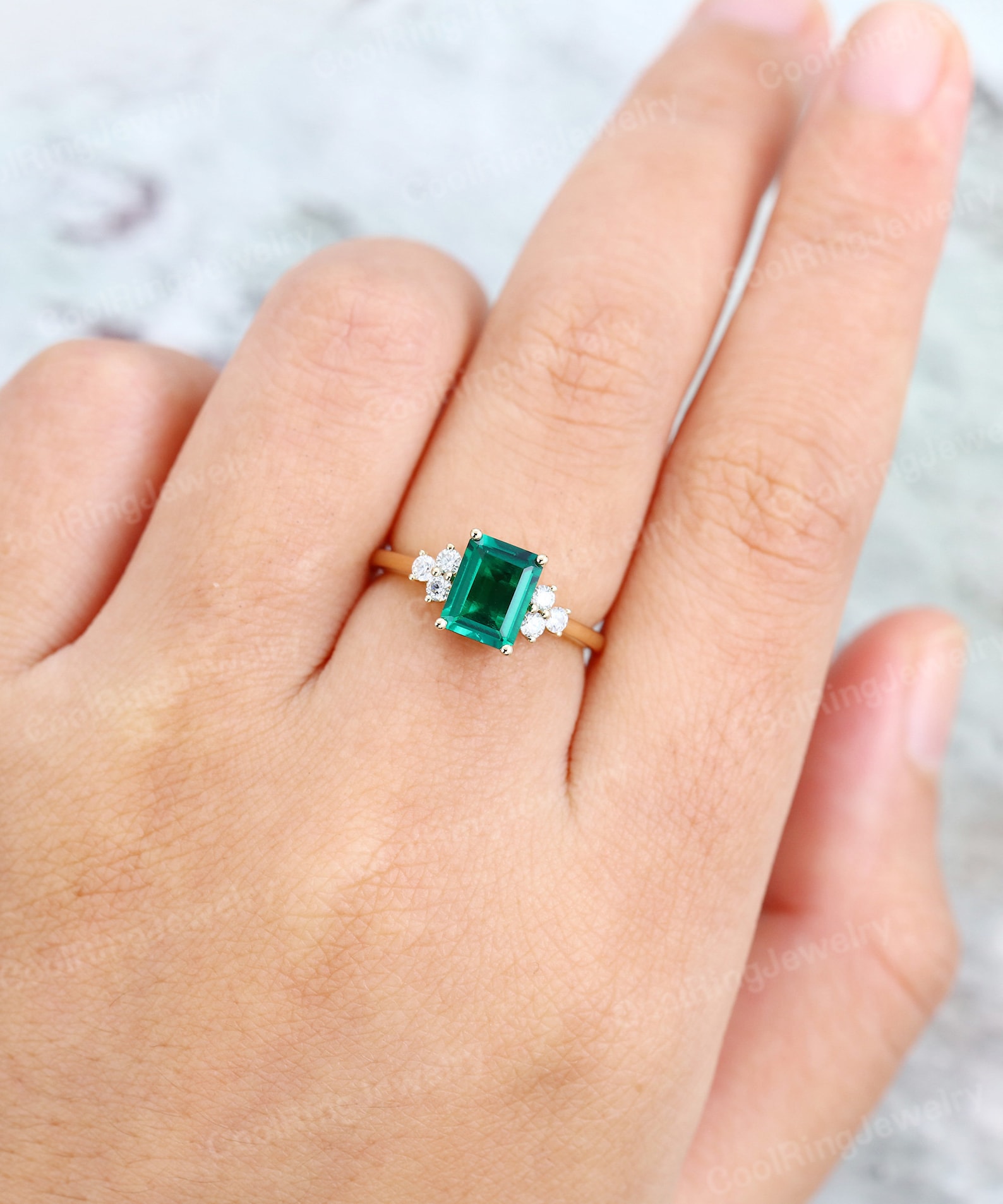 Emerald Cut Emerald Engagement Ring for Women Unique Diamond Etsy
