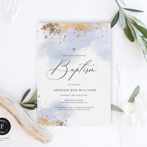 Luxury Boy Baptism Invite, Christening Invitation Boy, Bautizo Niño invitation Instant download template, Confirmation, Printable 034-141 image 1