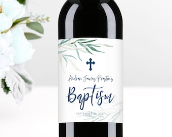 Baptism Wine Label Template,  Baptism Boy Wine Labels, Bautizo Wine Labels, Editable Wine Labels, Baptism Decor Ideas, PRINTABLE #027-105