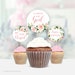 Baptism Cupcake Toppers Girl Template, Pink Floral Cup Cake Topper ...