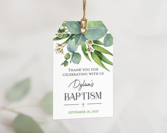 Baptism Favor Tag Template, Boy Baptism Gift Tag, Thank You Tag editable template, Custom Thank You Tag, Gift tag, Baptism Tag, #028-102