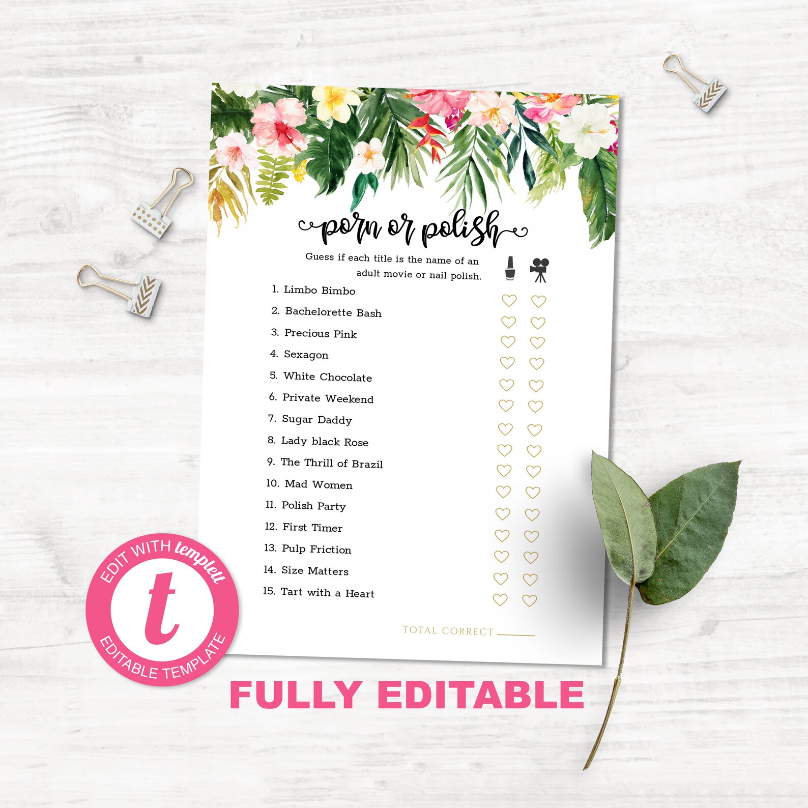 Dirty Bridal Shower Games Porn or Polish Hen party Fun Etsy