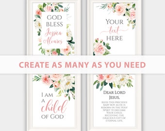 Baptism Sign Girl Printable Template, Custom Boho Blush Sign, Unlimited Signs, Baptism Girl Decor, Bautizo Nina Instant Download #029-108