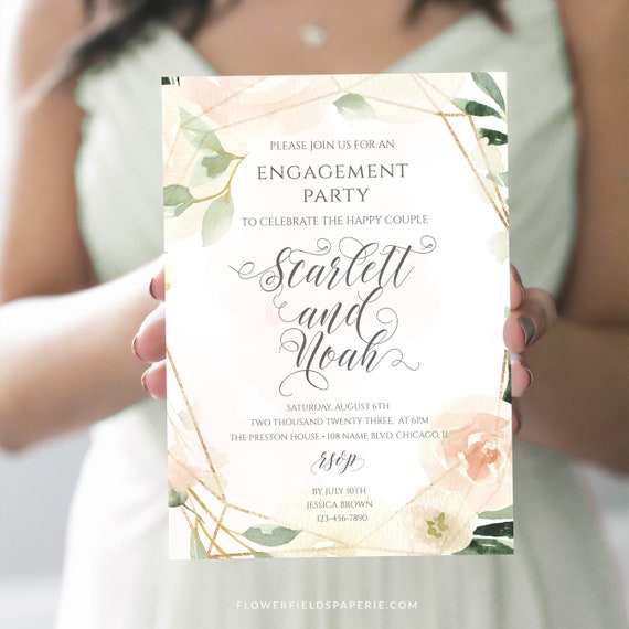 Watercolor Invitation 5x7 Printable Invitation Engagement Party Invitation DIY Printable Invite Floral Watercolor Invitation