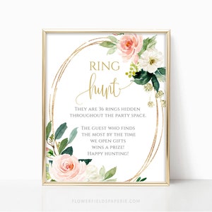 Bridal Shower Games Printable, Ring Hunt Game Sign, Fun Hen Party ...
