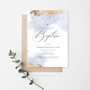 Luxury Boy Baptism Invite, Christening Invitation Boy, Bautizo Niño invitation Instant download template, Confirmation, Printable 034-141 image 2