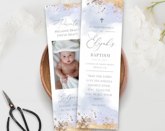 Bookmark template, Personalized Baptism Bookmark, Baptism Bookmark, Custom Bookmark Keepsake, Printable Christening Favors 034-142