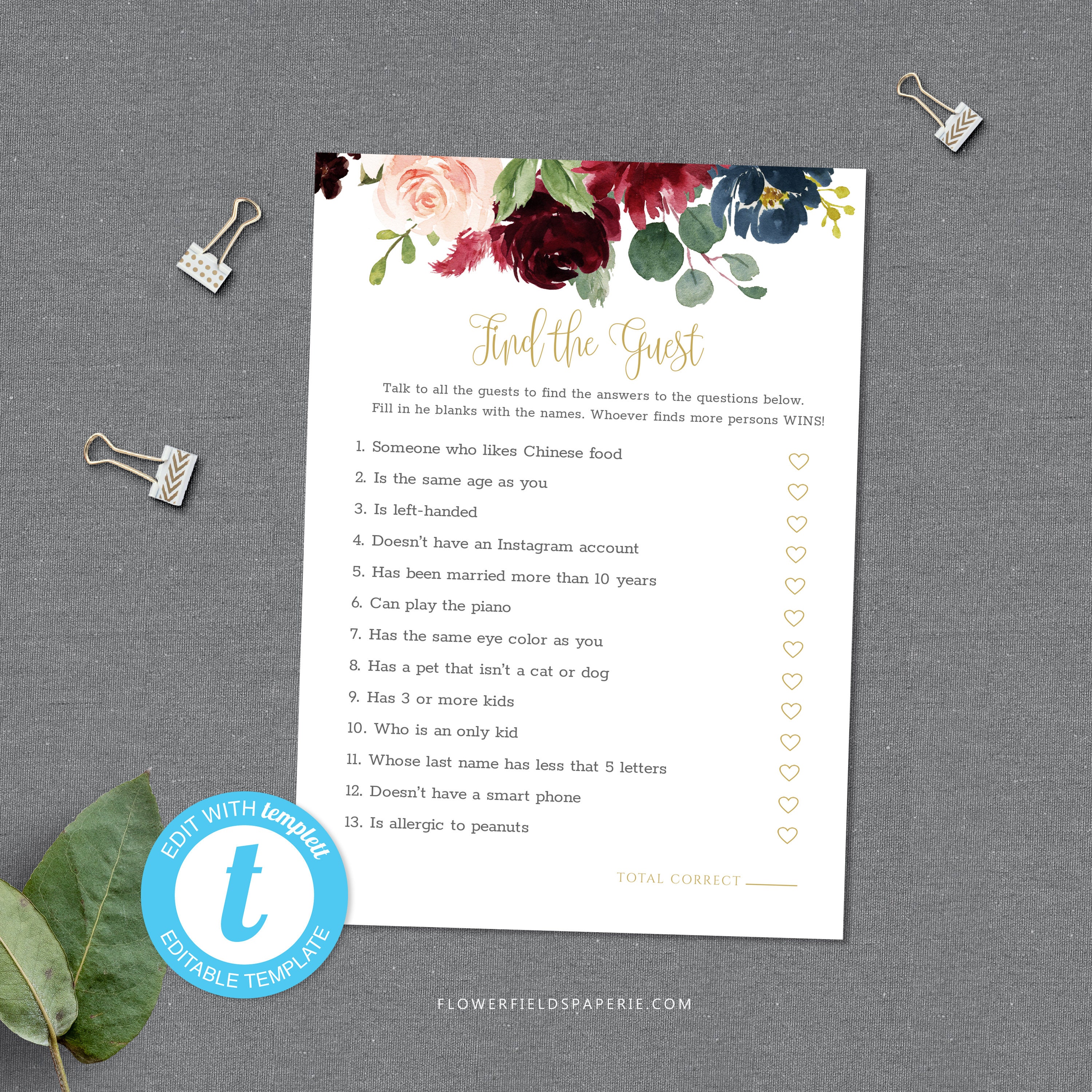 bridal shower games printable find the guest hen party instant