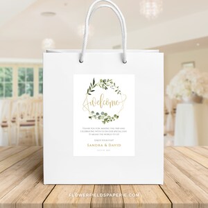 Hochzeit Taschenaufkleber Vorlage, rustikale grüne Hochzeitsaufkleber, bearbeitbar Sofort Download, Hochzeitsgeschenkbox Label #017-135