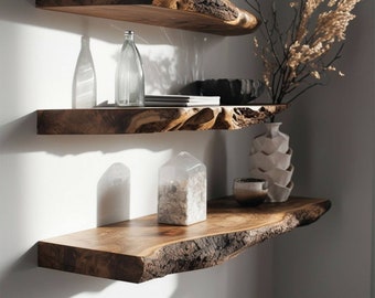 Live edge floating shelf floating wall shelf live edge floating shelf wooden bookshelf long floating shelf