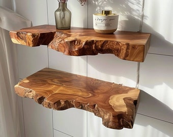 Live edge zwevende plank zwevende wandplank live edge zwevende plank houten boekenplank lange zwevende plank