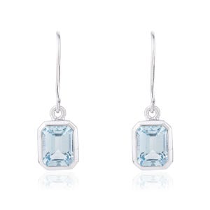 Genuine Aquamarine Earrings, Sterling Silver, Small Dangle Earrings, Aquamarine Dangle Earrings For Her, March Birthstone