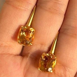 Citrine Earrings, 925 Sterling Silver, Small Citrine Earrings, Natural Citrine, November Birthstone, Statement Dangle Earrings, Gift For Her
