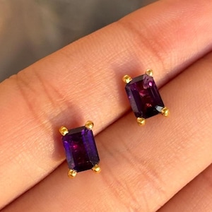 Natural Amethyst Stud Earrings, Sterling Silver Stud Earrings, Purple Amethyst Stud Earrings, February Birthstones, Post Earrings For Her