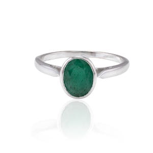 Natural Emerald Ring, Sterling Silver Ring, Green Emerald Ring, May Birthstone, Statement Ring, Anniversary Ring For Her,
