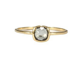 Natural Green Amethyst Ring, Solid 14k Gold Ring, Green Amethyst Bezel Set, Green Amethyst Jewelry, Stackable Ring, February Gifts For Her