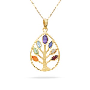 Chakra Pendant, 925 Sterling Silver, Tear Drop Chakra Pendant, Minimalist Pendant, 7 Chakra Gemstone Pendant, Yoga Jewelry, Gifts For Her